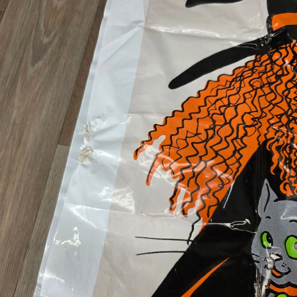 Vintage Halloween Witch Door Cover 30x60 Fun World Cat Pumpkin Figure‎
